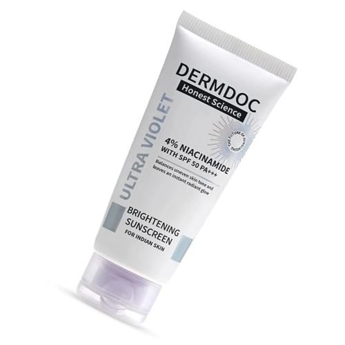 DermDoc 4% Niacinamide Ultra Violet Brightening Sunscreen Twin Pack (60g x 2) – SPF 50 PA+++ Broad Spectrum Sunblock for Glowing & Even-Toned Skin