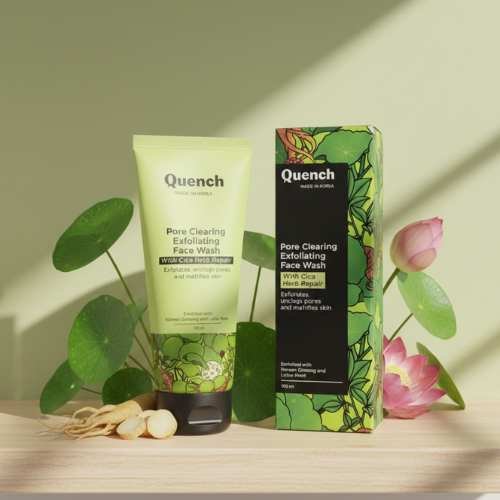 Quench ClearBalance Exfoliating Face Wash – Cica Herb Repair | Pore Refining Cleanser | Gentle Exfoliation | 100 ml