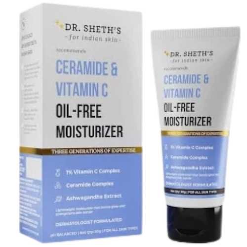 Dr Sheth's Ceramide & Vitamin C Oil-Free Moisturizer – Lightweight Glow Boost | Strengthens Skin Barrier | 1% Vitamin C Complex | Ceramide Complex & Ashwagandha | Dermatologist Formulated | 50 g