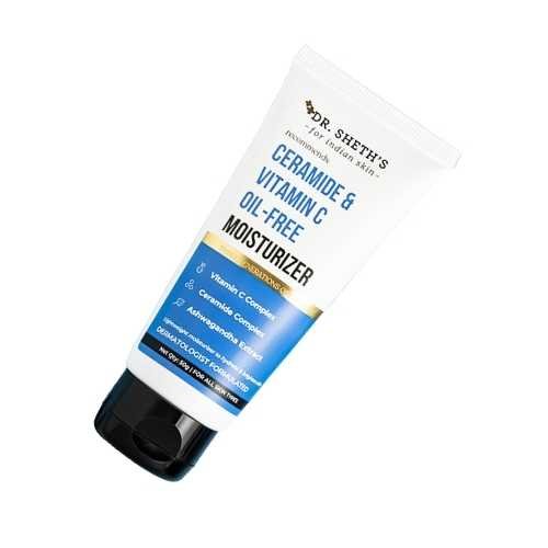 Dr Sheth's Ceramide & Vitamin C Oil-Free Moisturizer – Lightweight Glow Boost | Strengthens Skin Barrier | 1% Vitamin C Complex | Ceramide Complex & Ashwagandha | Dermatologist Formulated | 50 g