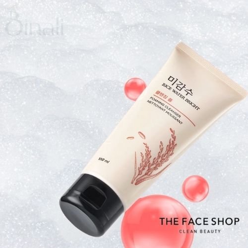 The Face Shop Rice Water Bright Foaming Face Wash 100ml  Face Wash for Glowing Skin | Cleanser for Uneven Skin Tone | Korean Skincare | For Oily Skin