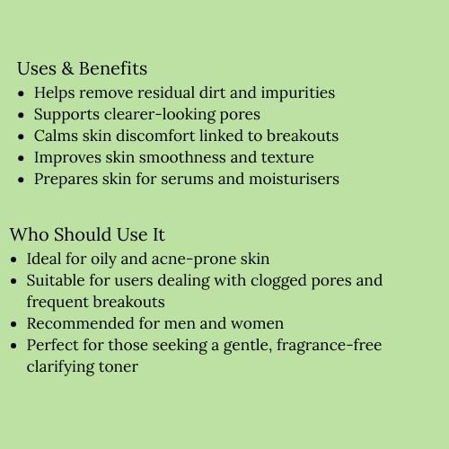 Dot & Key Cica Calming Skin Clarifying Toner – With Cica, Green Tea & Niacinamide | Lactic Acid | Clears Pores & Calms Acne | Fragrance-Free | For Oily & Acne-Prone Skin | 150 ml