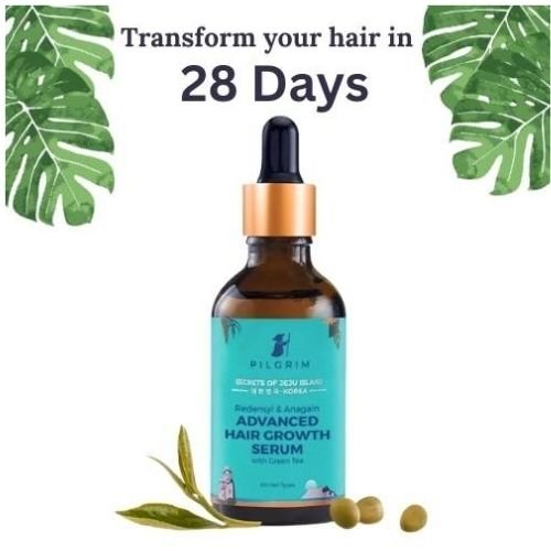 Pilgrim 3% Redensyl & 4% Anagain Advanced Hair Growth Serum – With Korean Black Rice | Strengthens Roots | Supports Thicker-Looking Hair | For All Hair Types | 50 ml