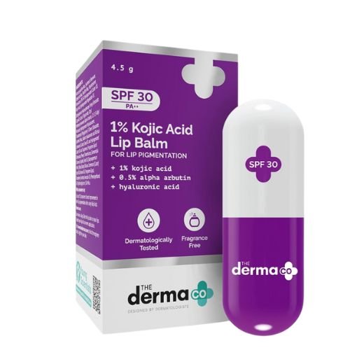 The Derma Co 1% Kojic Acid Lip Balm with Alpha Arbutin & Hyaluronic Acid SPF 30 PA++ – 4.5 g