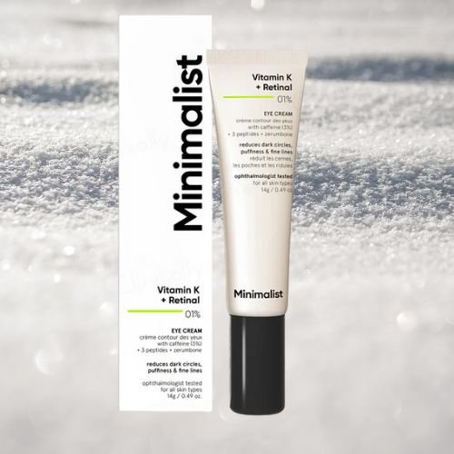 Minimalist Vitamin K + Retinal 0.1% Eye Cream with Caffeine, Peptides & Zerumbone – 14 g (0.49 oz)