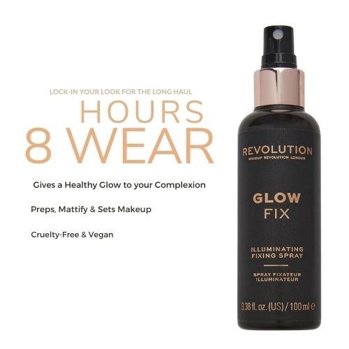Makeup Revolution Revolution Glow Fix Illuminating Fixing Spray | Radiance-Boosting Makeup Setting Spray – Spray Fixateur Illuminateur (100 ml / 3.38 fl oz)