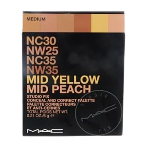 MAC Studio Fix Conceal & Correct Palette – NC30, NW25, NC35, NW35 (Mid Yellow & Mid Peach) | Correcteurs et Anti-Cernes | 6 g