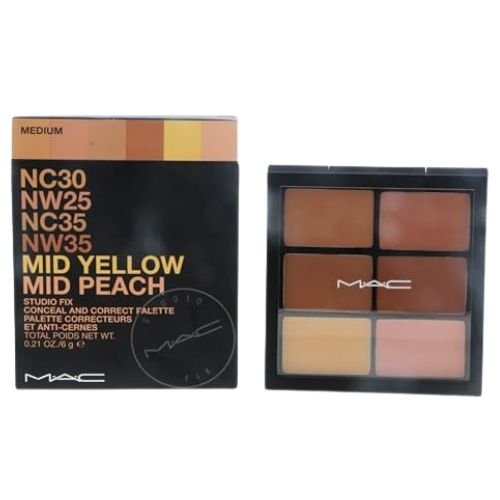 MAC Studio Fix Conceal & Correct Palette – NC30, NW25, NC35, NW35 (Mid Yellow & Mid Peach) | Correcteurs et Anti-Cernes | 6 g