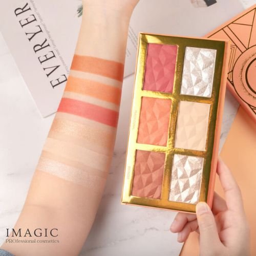 IMAGIC Professional Cosmetics Matte Highlight & Blush Box – 6 Colour Palette